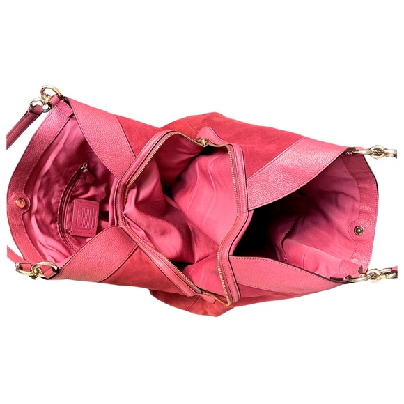 Vintage COACH Lexy Shoulder Bag Leather Suede Pink Ex-Large - Picture 4 of 8